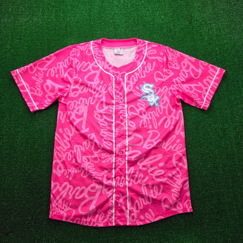 Chicago White Sox Barbie Game Day Jersey Womens Medium Pink Button Up MLB 2025